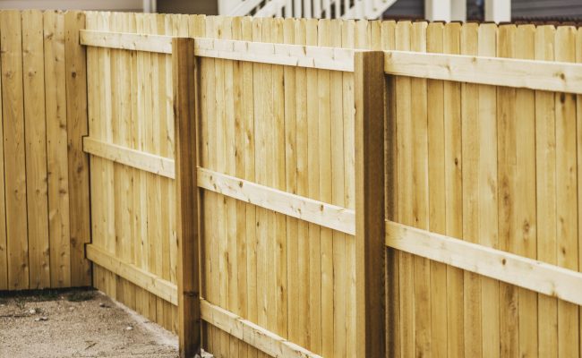 Newly installed fencing in back yard